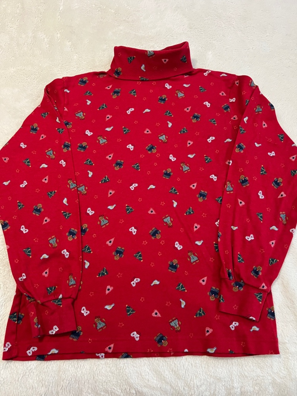 Karen Scott Christmas Knit Turtleneck with Mini Multicolor Motifs. Women’s Large